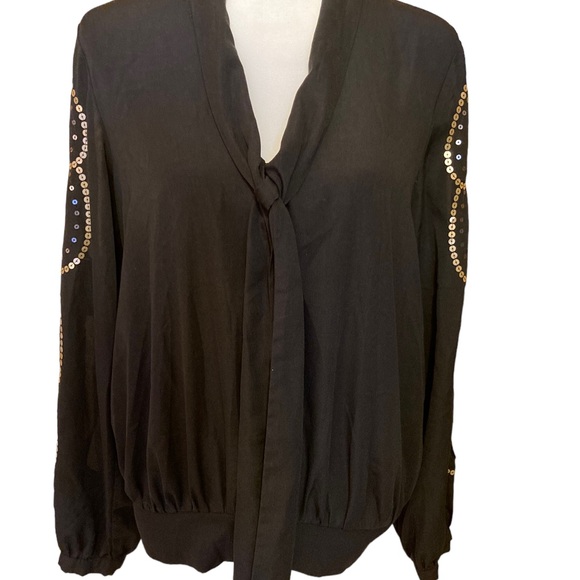 Vintage Rampage long sleeve blouse embellished with gold sequins on open sleeves - Picture 2 of 5